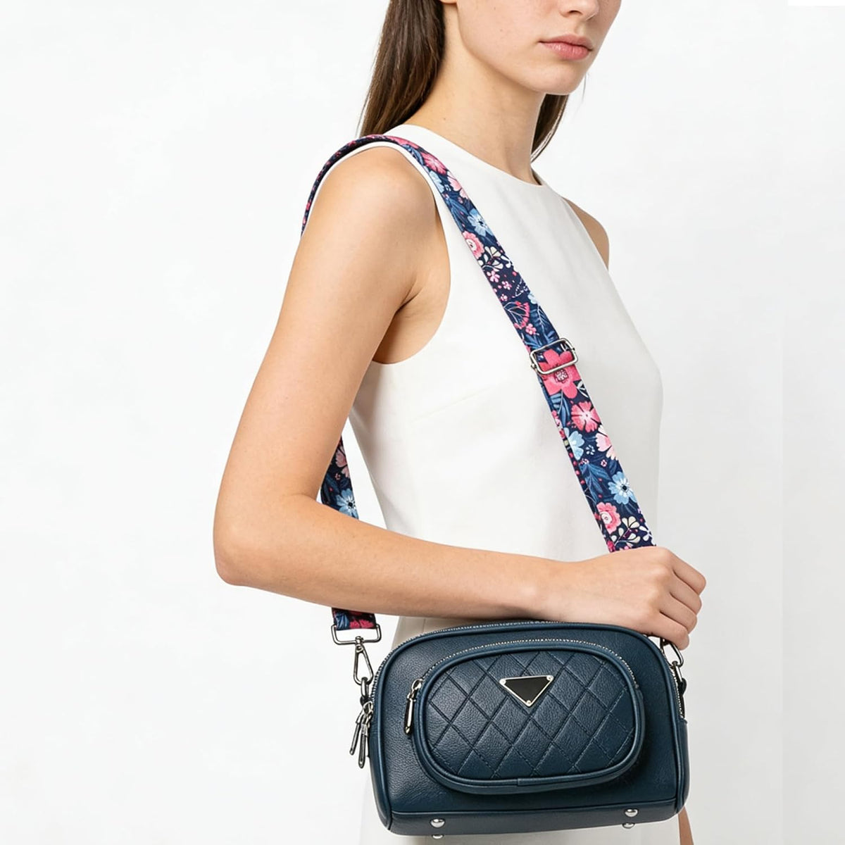 1.5" Wide Purse Strap Silver Hardware Adjustable Replacement Long Crossbody Bag Strap for Thick Shoulder Bags Canvas Handbags Straps
