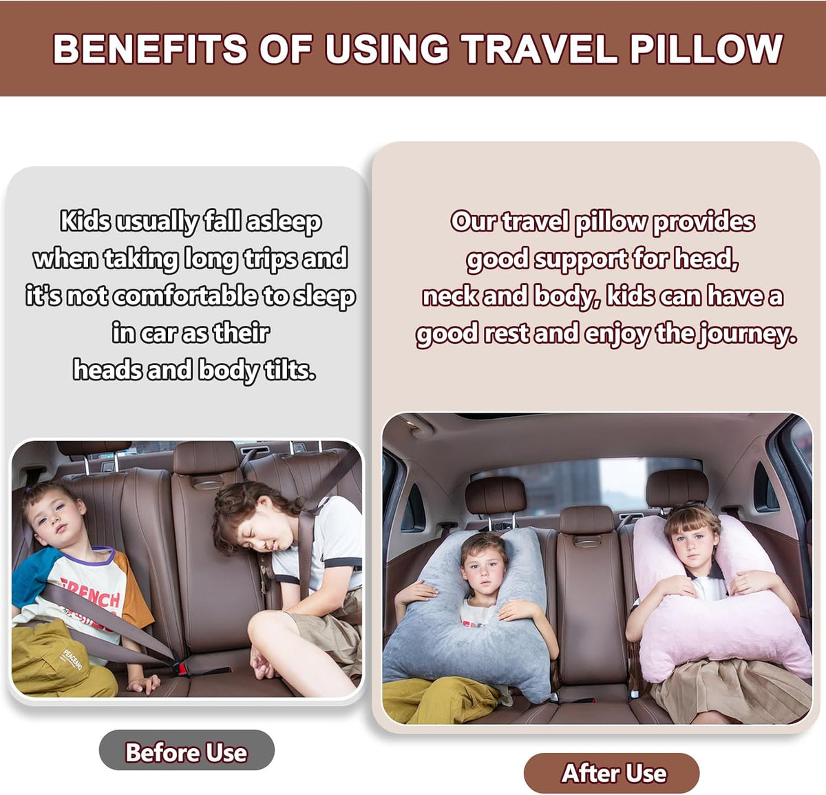 1 MIDDLE ONE Car Pillow for Kids, Memory Foam Cooling Travel Pillow for Car and Adults, Kids Car Pillows for Sleeping on Road Trip, Small Body Pillow for Kid (Cooling Grey)