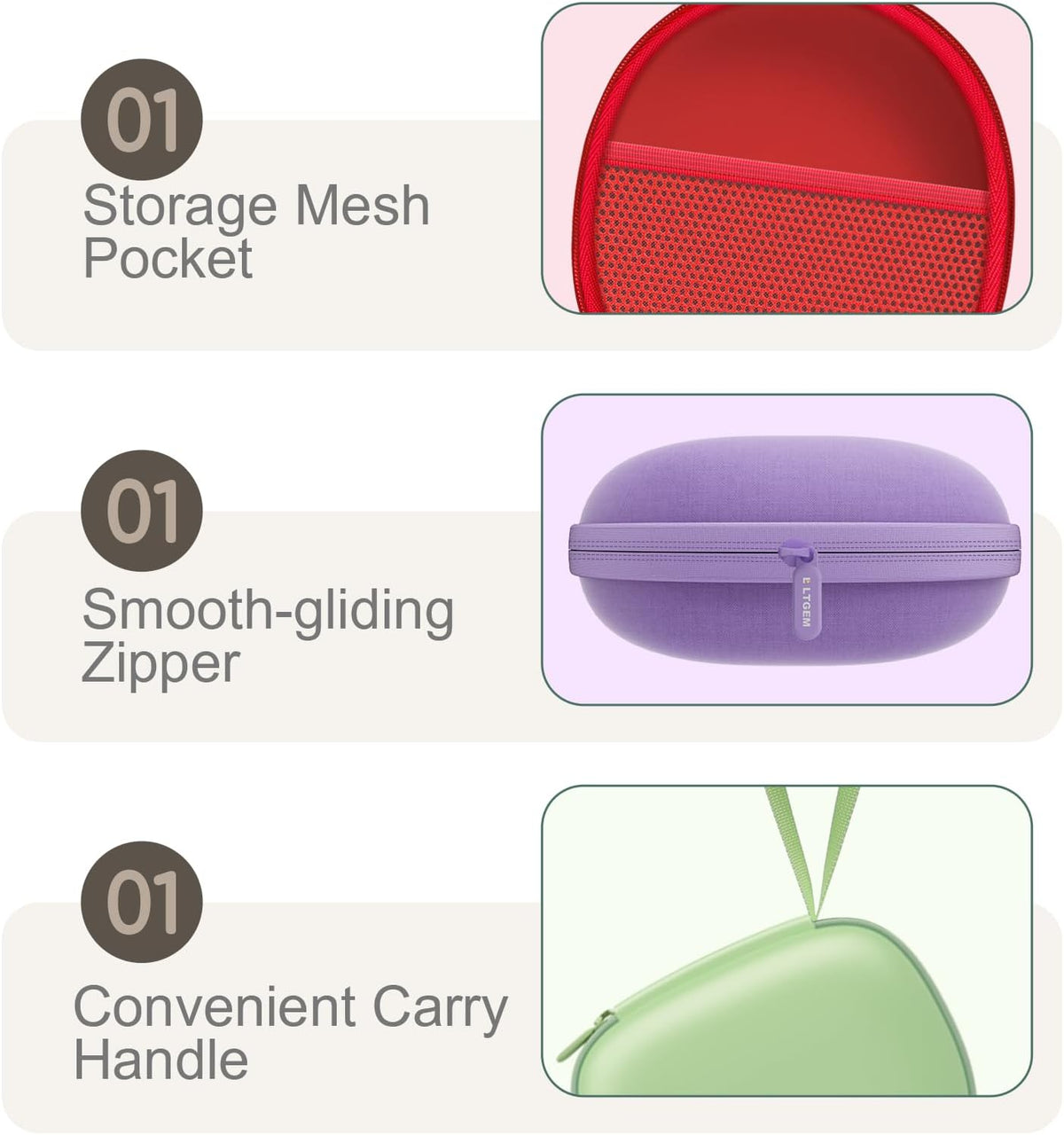 Headphone Headset Case for Folding Headphone, Deep Purple