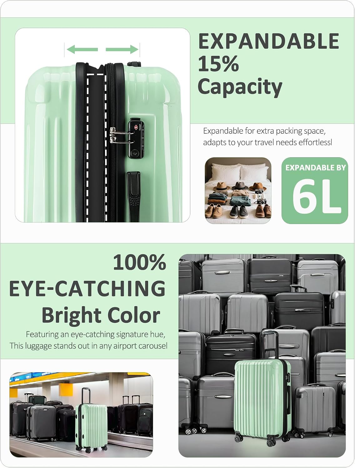 Expandable Checked Luggage Suitcase with Wheels