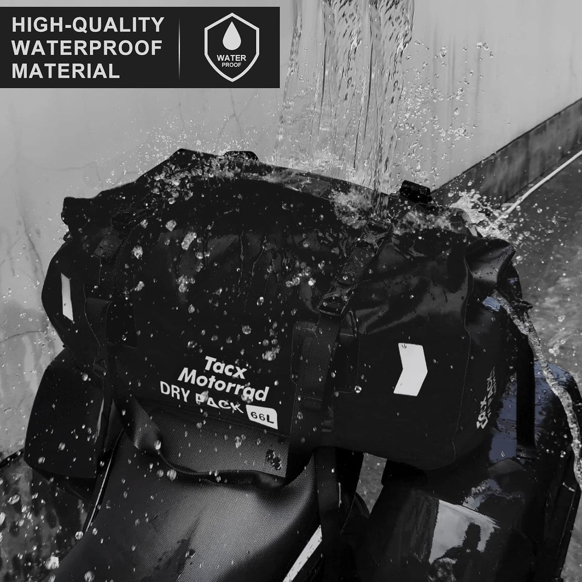 Waterproof Duffel Bag, Roll-top Dry Bag Tail Bag with Large Storage Space, Waterproof Luggage Duffle Bags with Quick-fixed Straps for Camping, Rafting,Kayaking, Traveling, 48L-Black