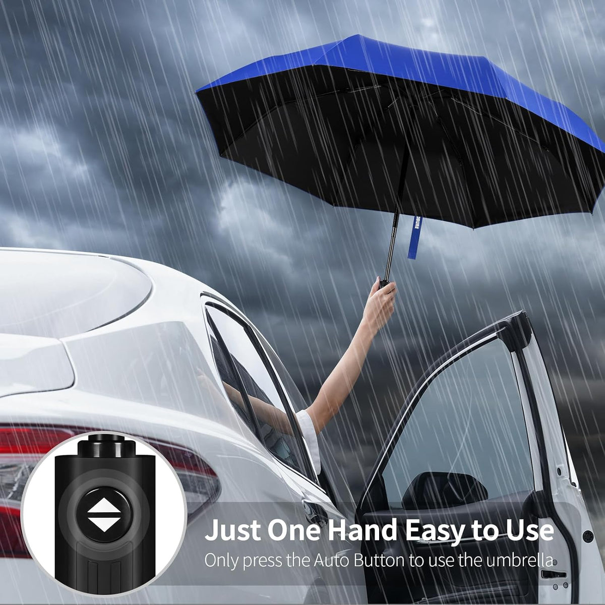 Yoobure Windproof Automatic Travel Umbrella, Compact Folding UV Sun & Rain
