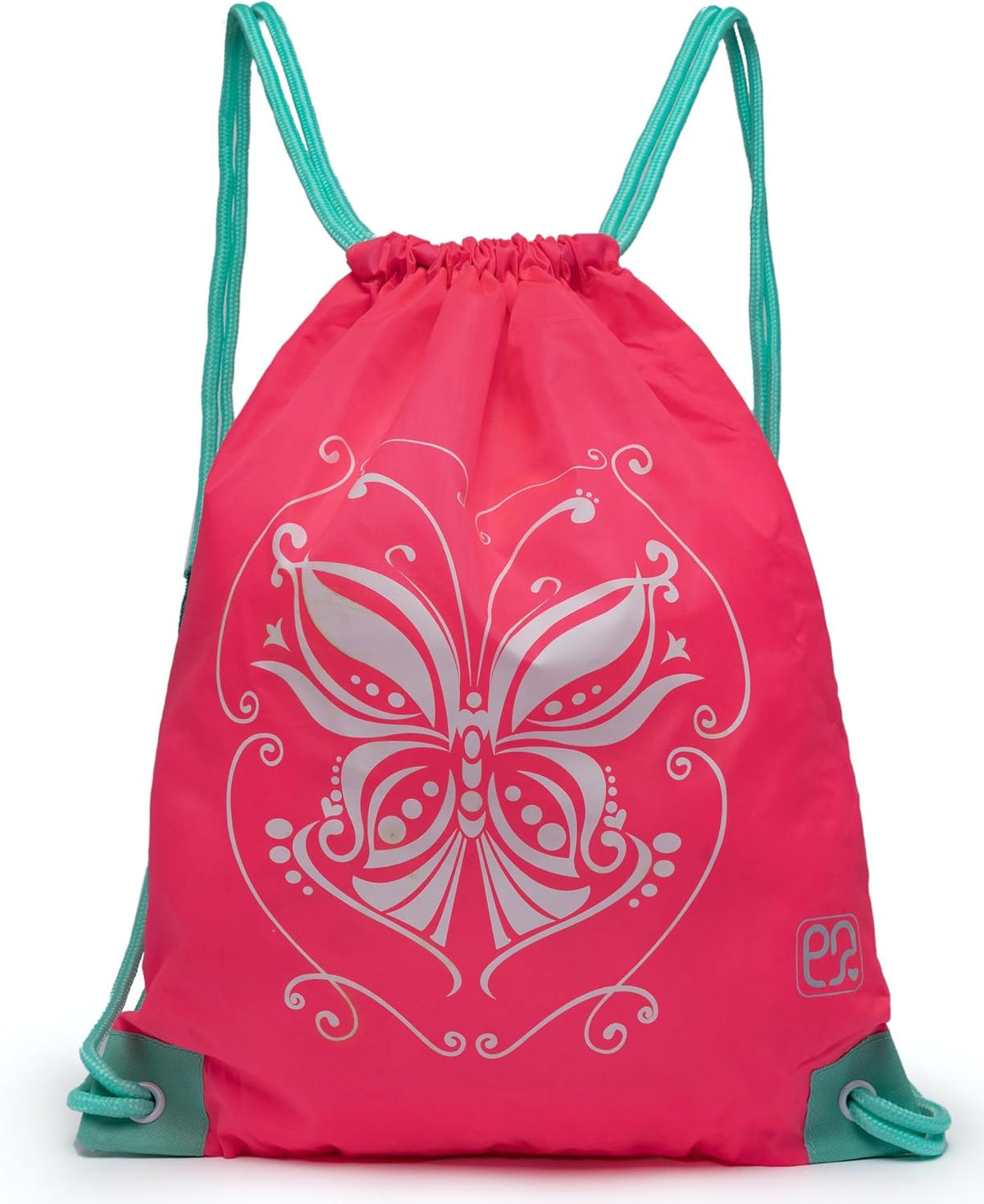 Girls Packable Drawstring Bag - 10L Drawstring Sports Cinch Bag with Zipper Pockets n Adjustable Shoulder Straps for age 6+ (Flamming)