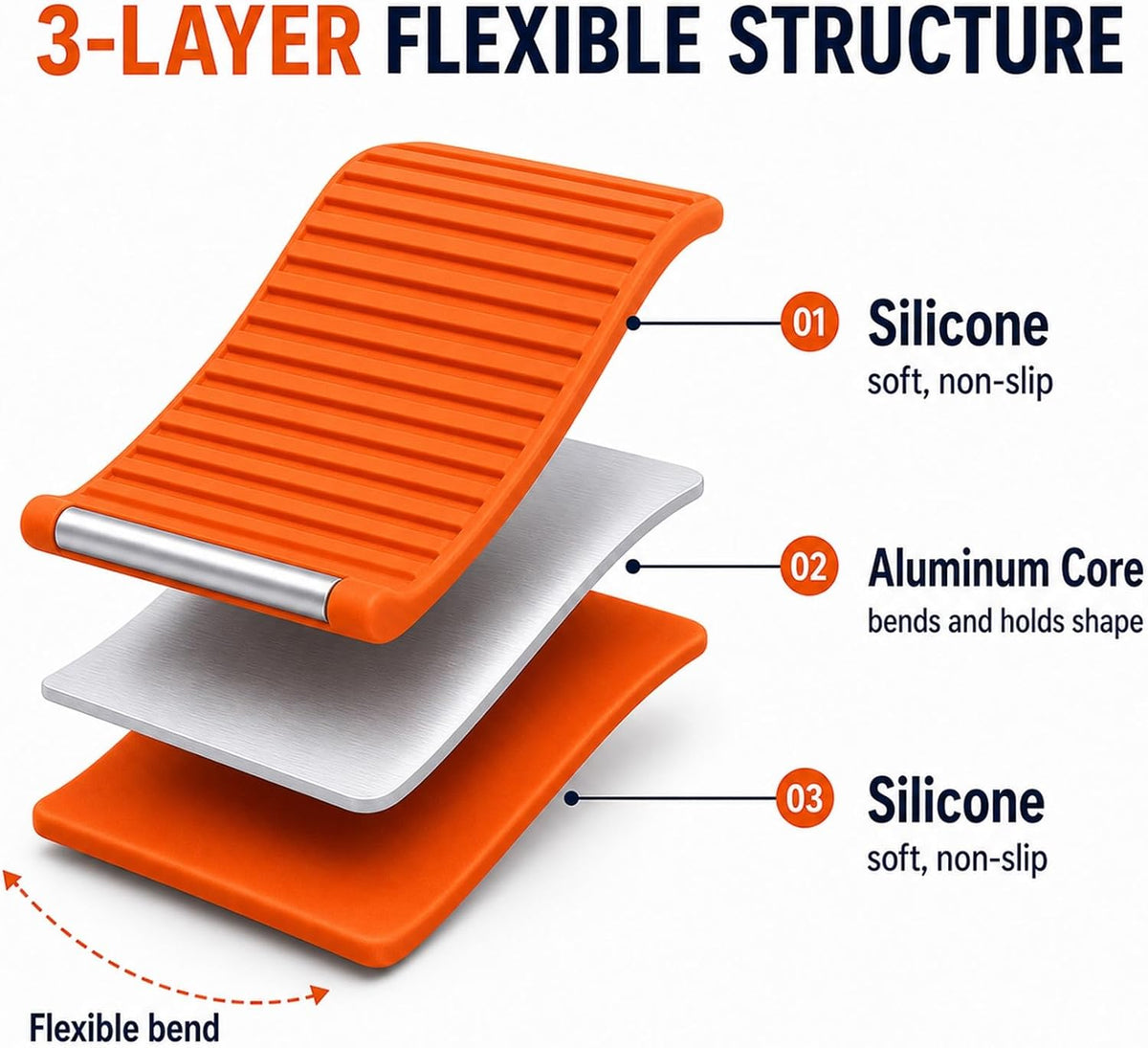 Flexible Silicone Phone Holder, Foldable Stand for Airplane Travel