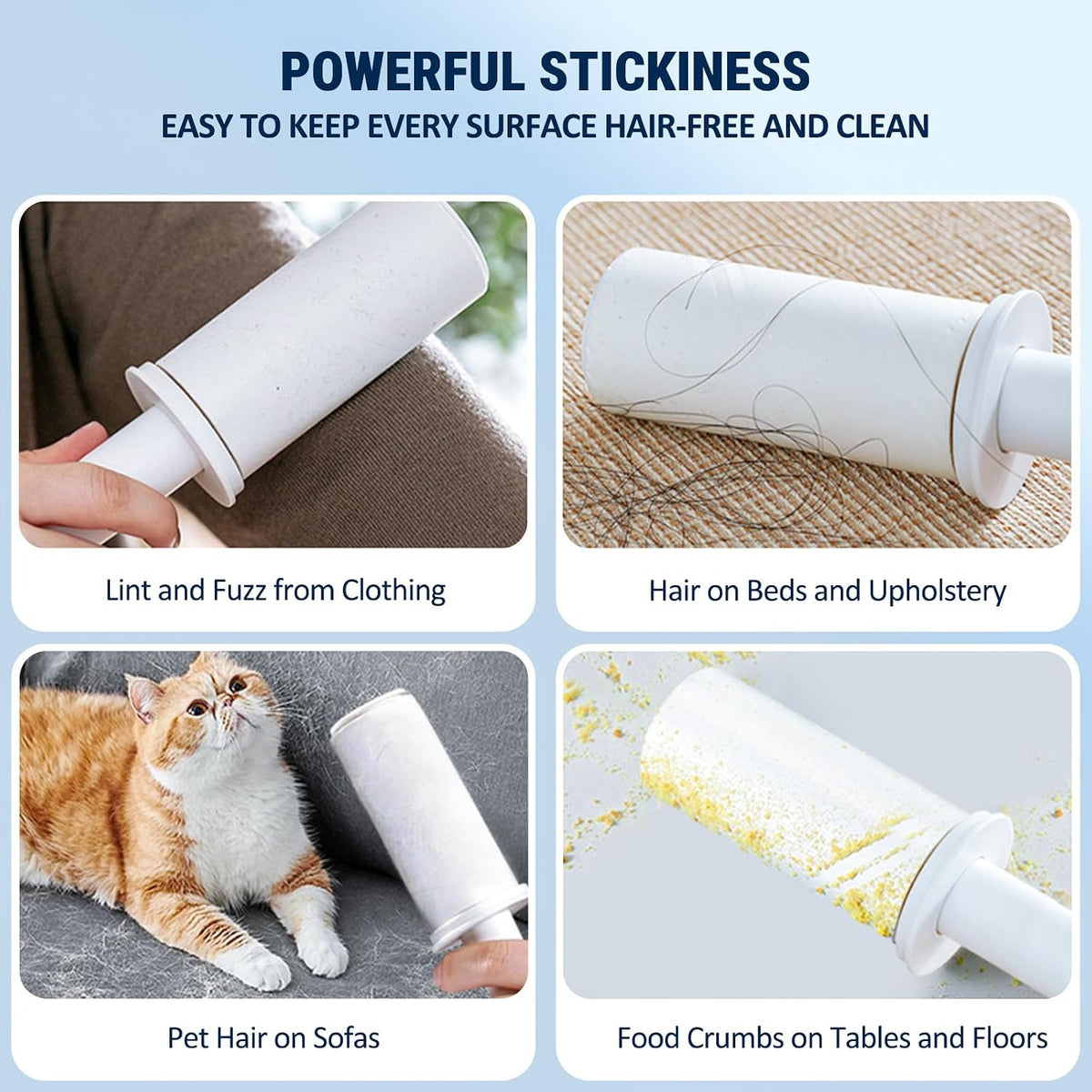 Mini Travel Lint Roller Strong Sticky for Pet Hair w/Dust Cover, 60 Sheets