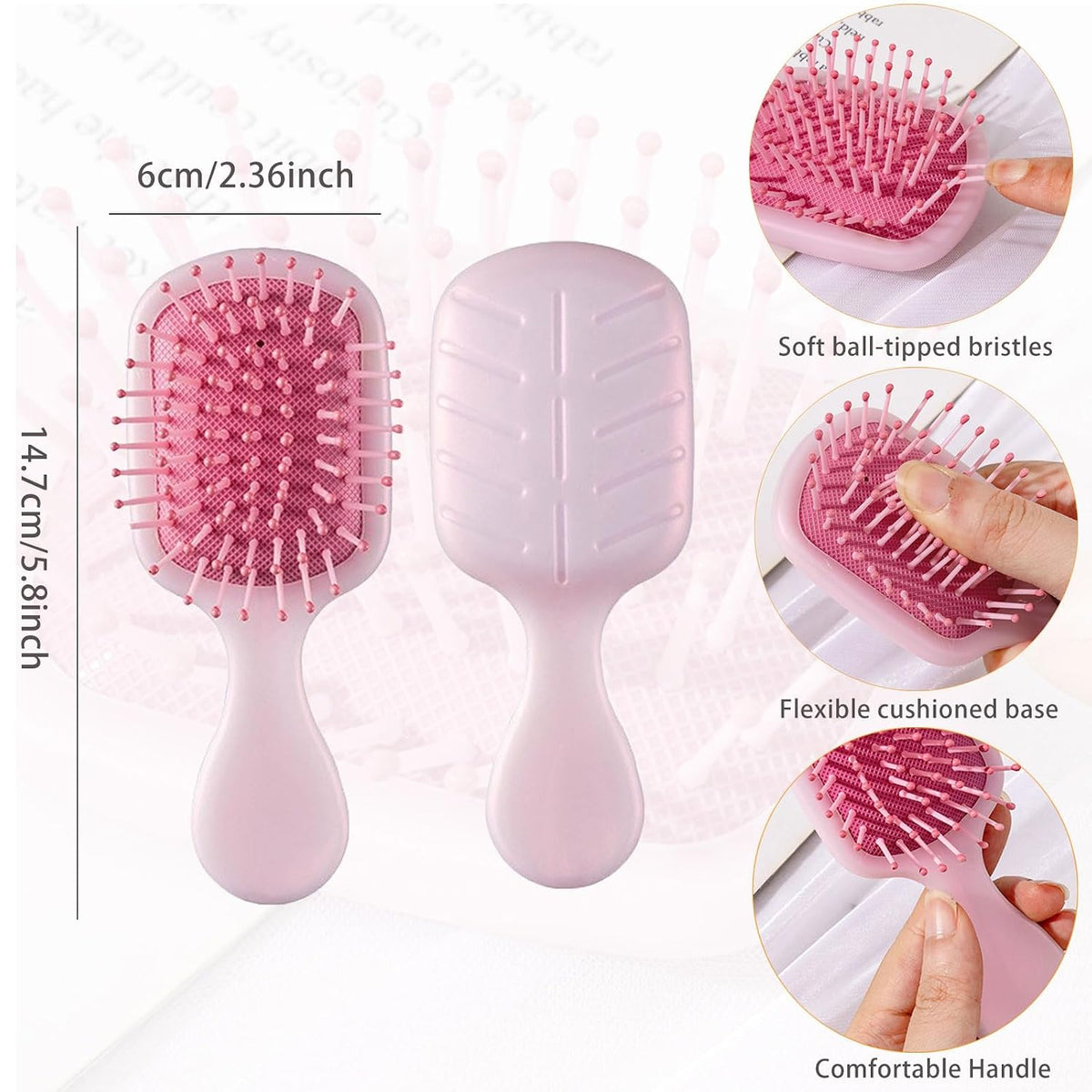 4pcs Mini Wet Hair Brush, Travel Detangling Hair Brushes for Women & Girls