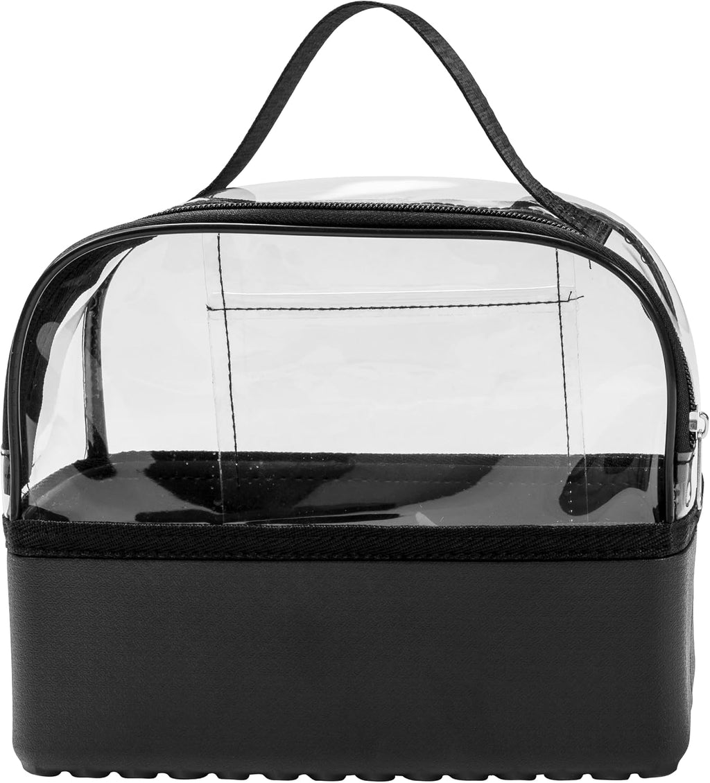 Clear Makeup Bag for Women, Tip-Proof Cosmetic Toiletry Bag with EVA Base