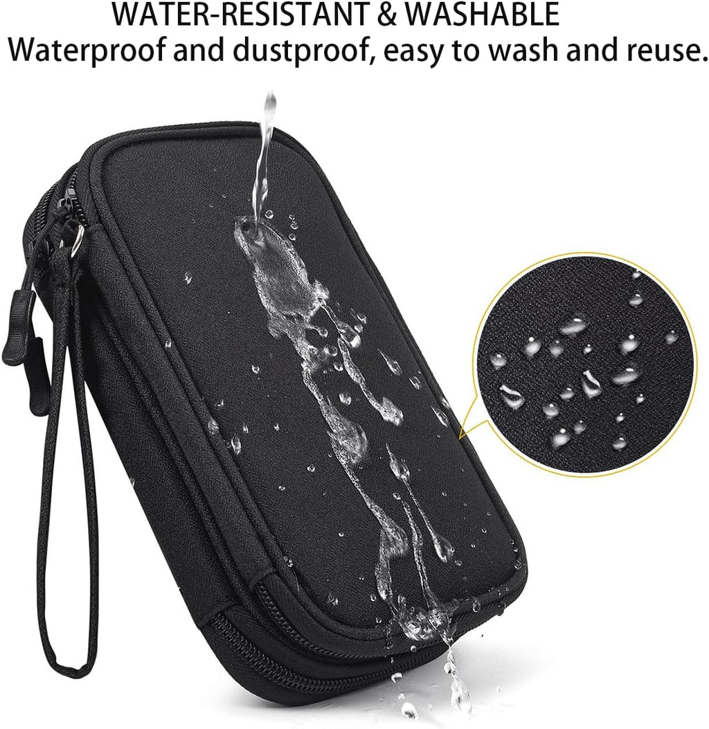 CAAORDKSO Electronics Organizer Travel Case, Charger Cord Organizer Case Tech Pouch Bag, Travel Essentials for Men Women Accessories, Cable, Cord, Charger, Phone, Power Bank, Earphone (Black, Large)