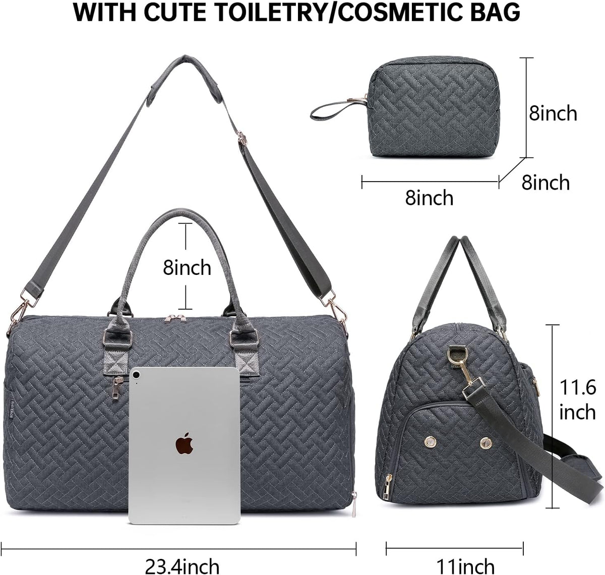 Duffle Bag for Travel, Weekender Bag with Shoe Compartment, Carry On Overnight Bag for Women with Toiletry Bag, 50L Gym Bag with Wet Pocket, Hospital Bags for Labor and Delivery Pink