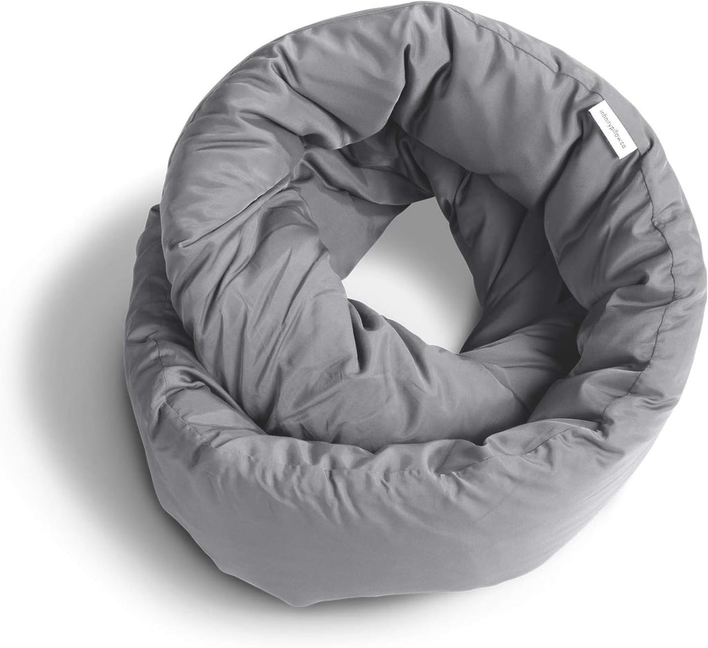 Huzi Infinity Pillow - Home Travel Soft Neck Scarf Support Sleep (Grey)