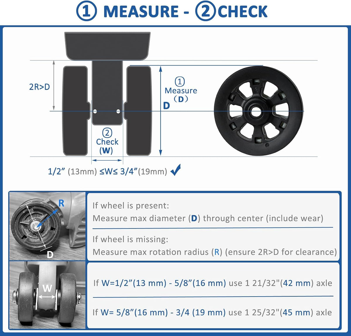 55mm Luggage Replacement Spinners - TPU Rubber Roller with Snap-on Center Cap Lightweight Smooth for Dual Wheels Spinner Suitcase,Travel Trolley,Wheel Bags,Carry on