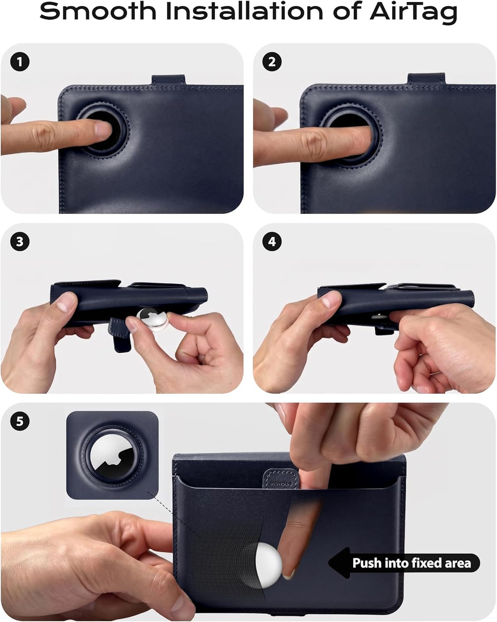 Stouchi Passport Holder with AirTag Slot, RFID Blocking Magnetic Case