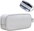 Teskyer Double Layer Cable Organizer Bag, Travel Tech Pouch, Light Grey