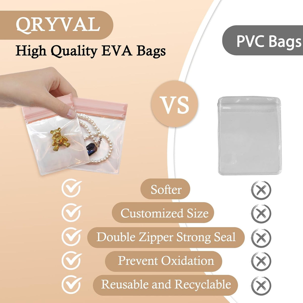 Jewelry Organizer and Storage Box with 24 EVA Anti Tarnish Bags, Travel Acrylic Case for Earrings, Necklaces & Rings, Elegant Gift for Women & Girls (S&Organizer(Clear))