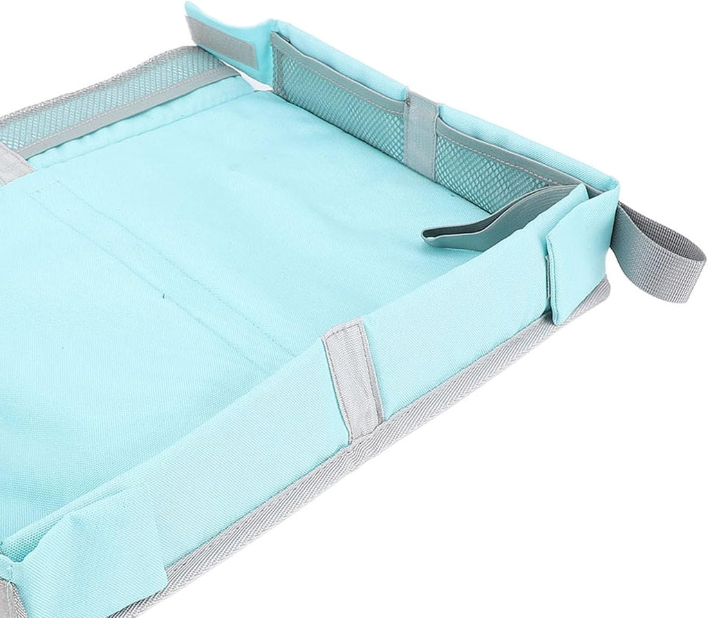 RiToEasysports Foldable Travel Tray Cover, Multifunctional Airplane Table Organizer with Toy Storage Bag for Kids Adults Planes Trains (Green)