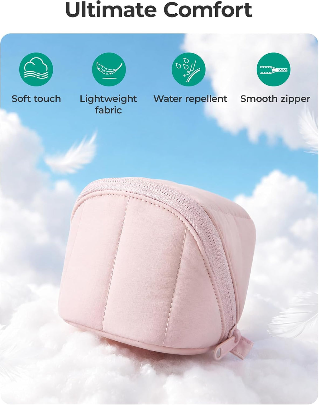 BAGSMART Mini Travel Jewelry Case, Puffy Organizer for Rings & Necklaces