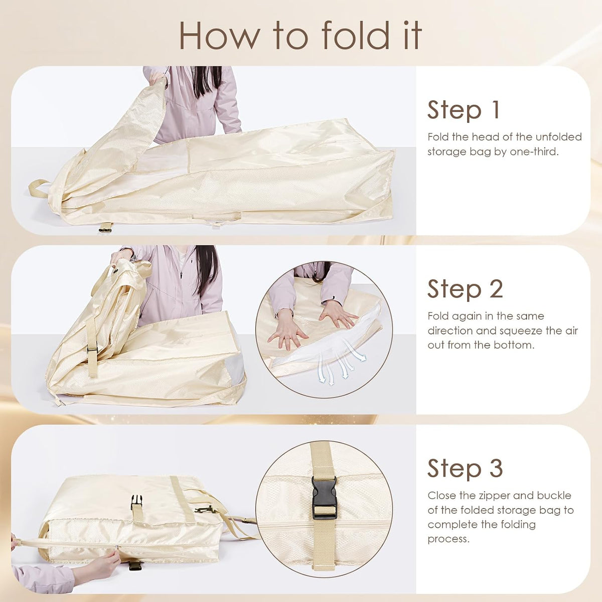 KEEGH 72 in Wedding Dress Garment Bag Luxury Plaid Dress Bag, Beige