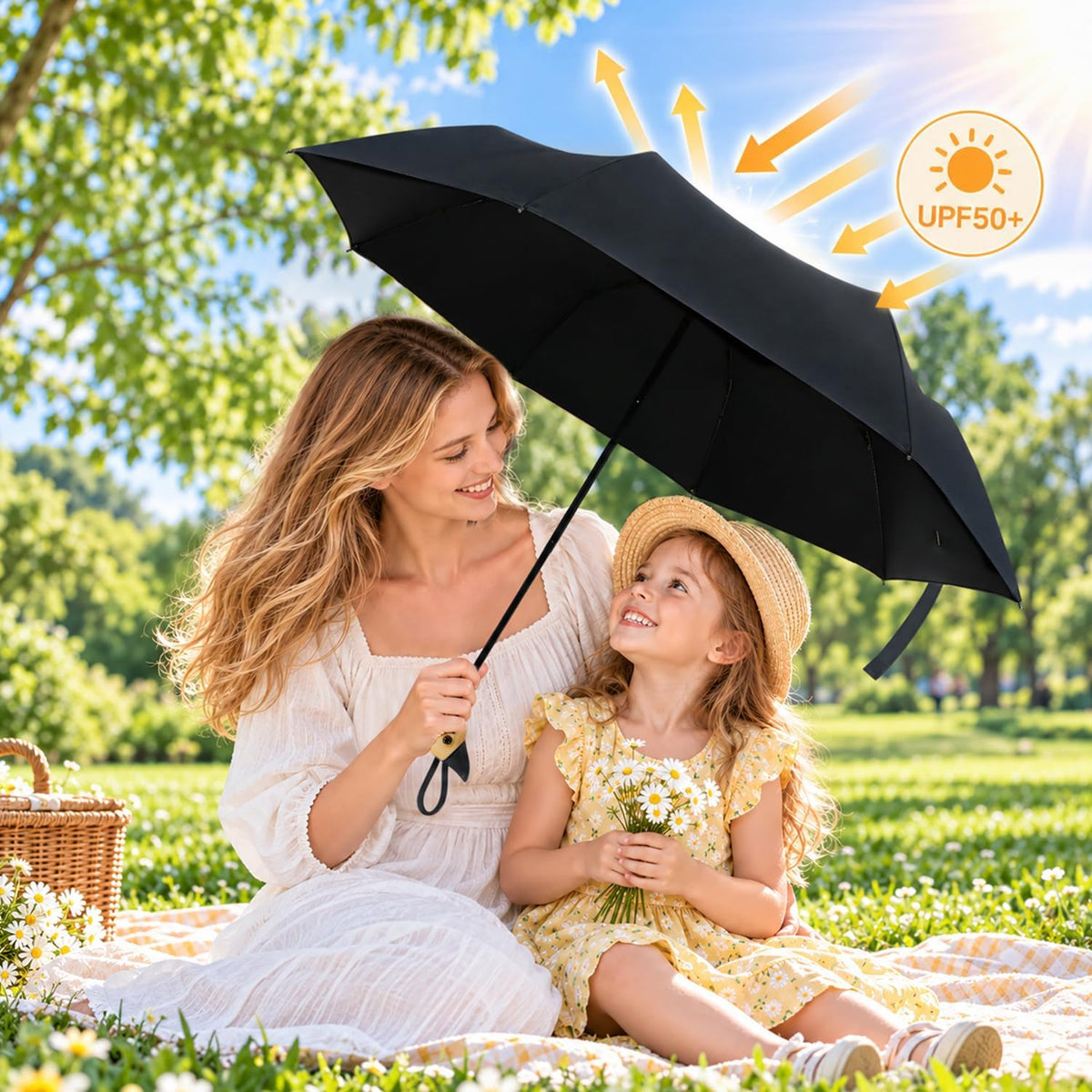 Cute Duck Handle Umbrella Compact Folding Travel Rain for Kids Women Adults