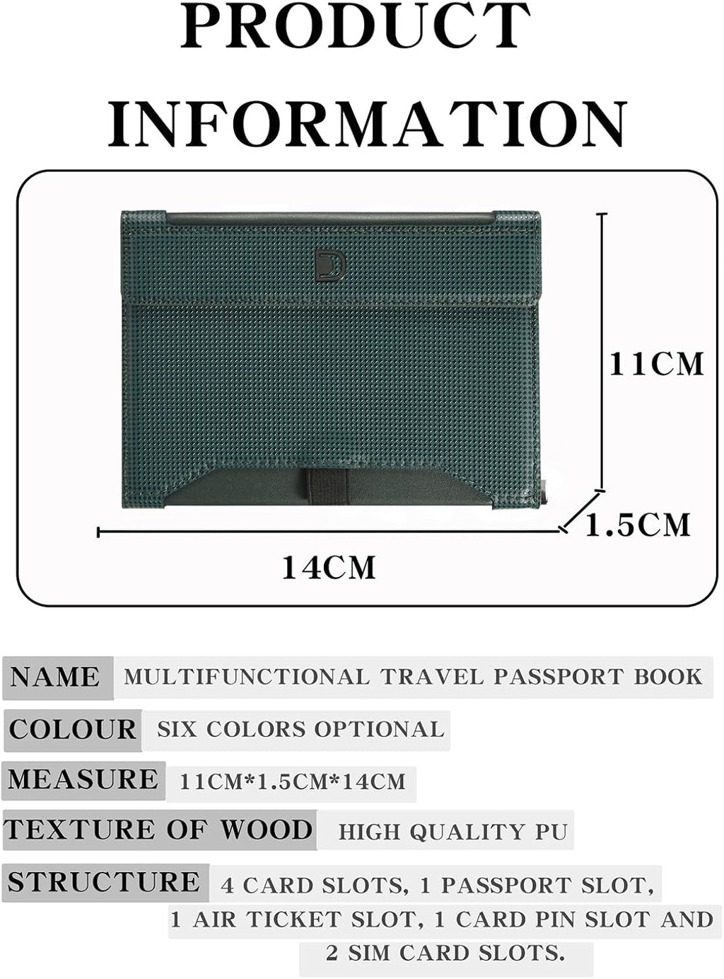 Passport Holder for Travel Essentials, RFID Blocking PU Leather Passport Wallet Cover Card holder Case Passport Book Holders for Women and Men, Dark Green