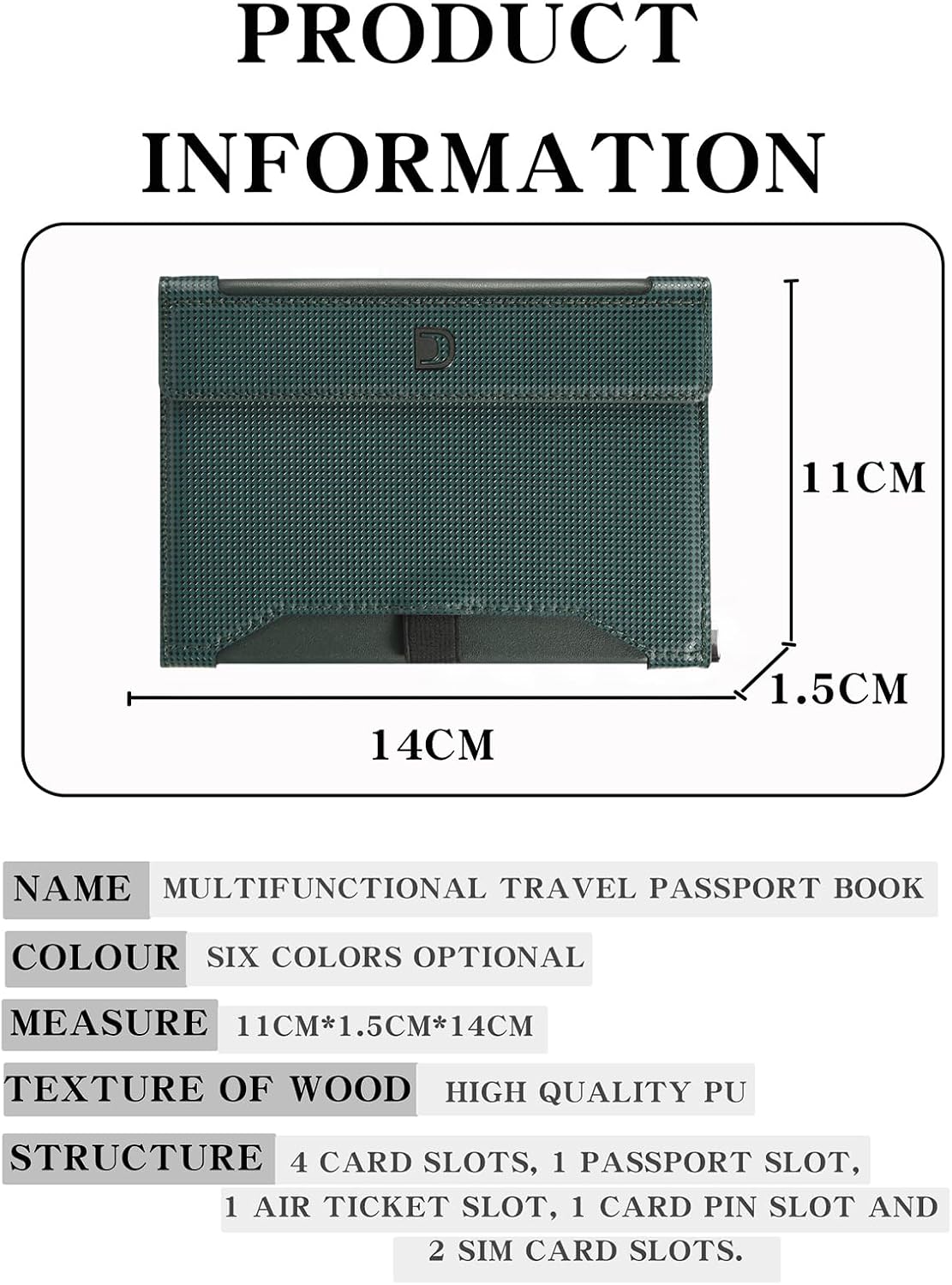 Passport Holder for Travel Essentials, RFID Blocking PU Leather Passport Wallet Cover Card holder Case Passport Book Holders for Women and Men, Dark Green