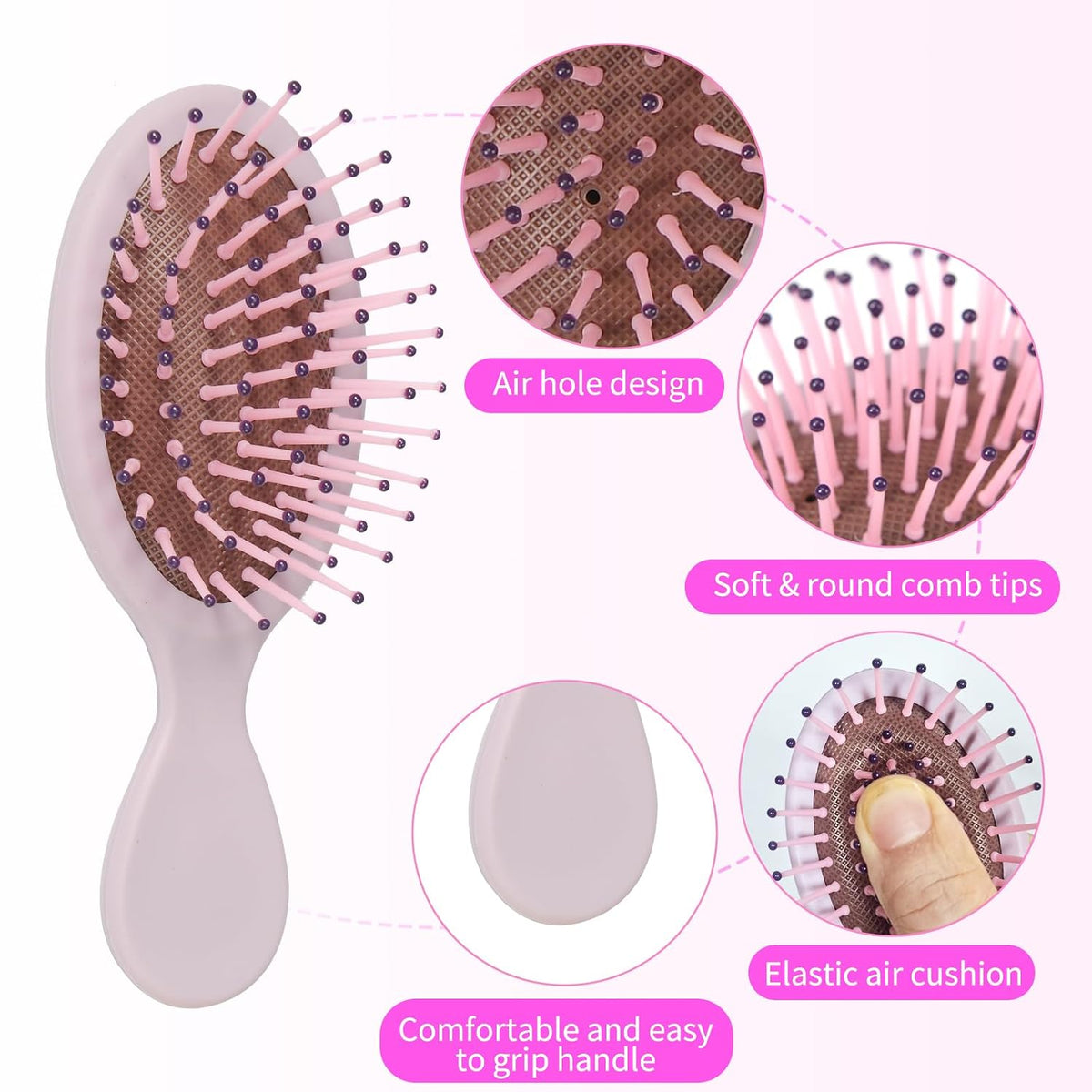 12 Pack Mini Wet Hair Brush Travel Detangling Brush for Most Hair Types with Ease Knots Without Tears or Breakage, 12 colors