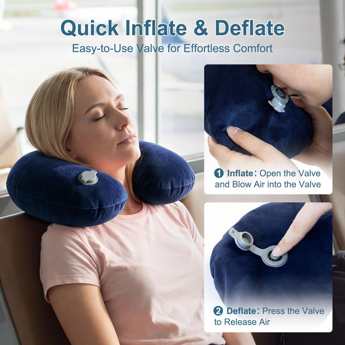 KAWAHOME Travel Blanket Airplane Compact Set with Neck Pillow, Eye Mask