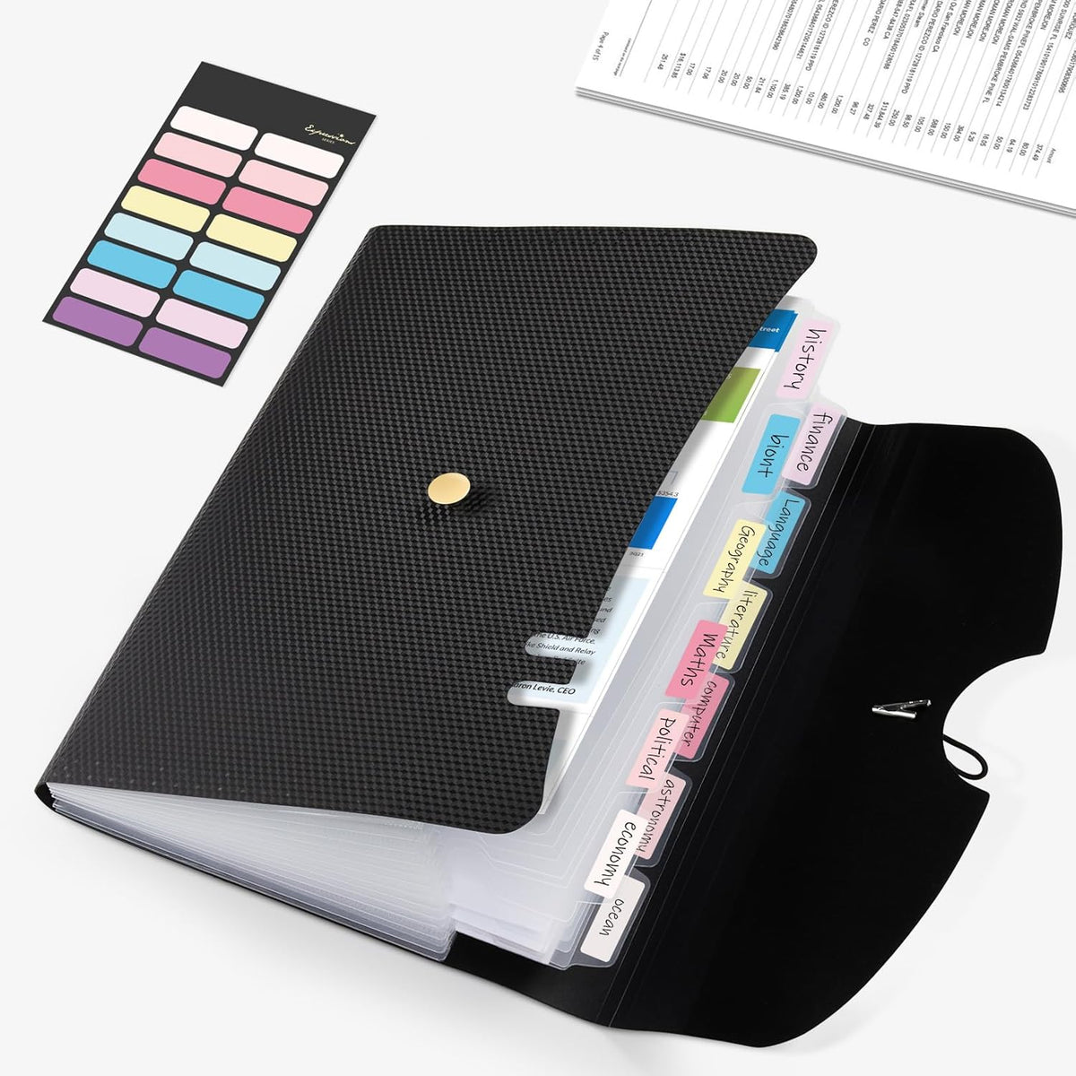 Sooez Expanding File Folders, 13 Pocket Accordion File Organizer, Letter/A4