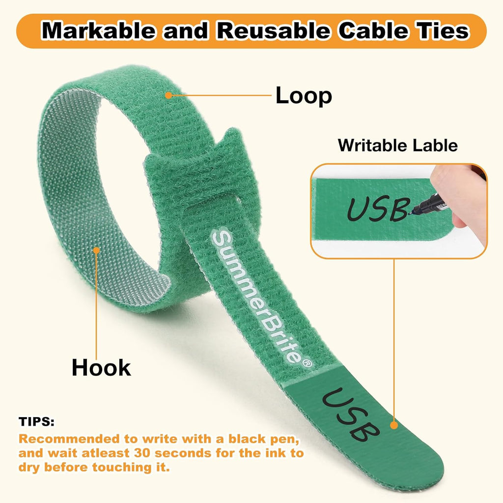 Cable Ties with Writable Labels, Multi-Color, 70 PCS Assorted 4, 6, 8 IN