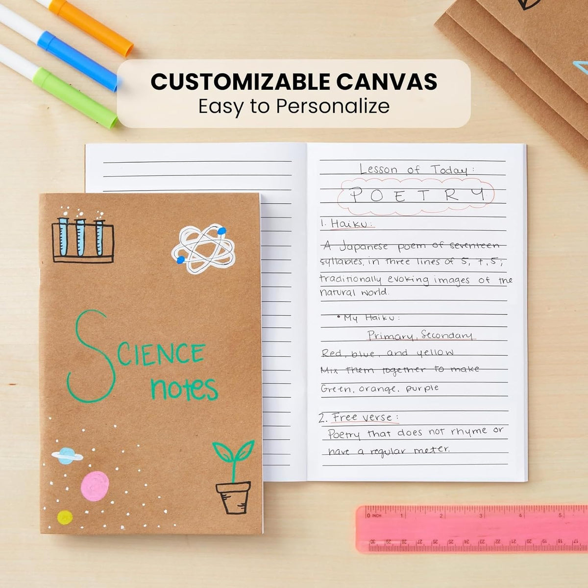 Lined Kraft Journals 24 Pack - 48 Pages Each, 5.5x8.5 Inch A5 Paper Notebooks Bulk for Students, Writing, Journaling, Travel Notes, School Supplies, Classroom & Office Stationery (Brown Kraft Cover)
