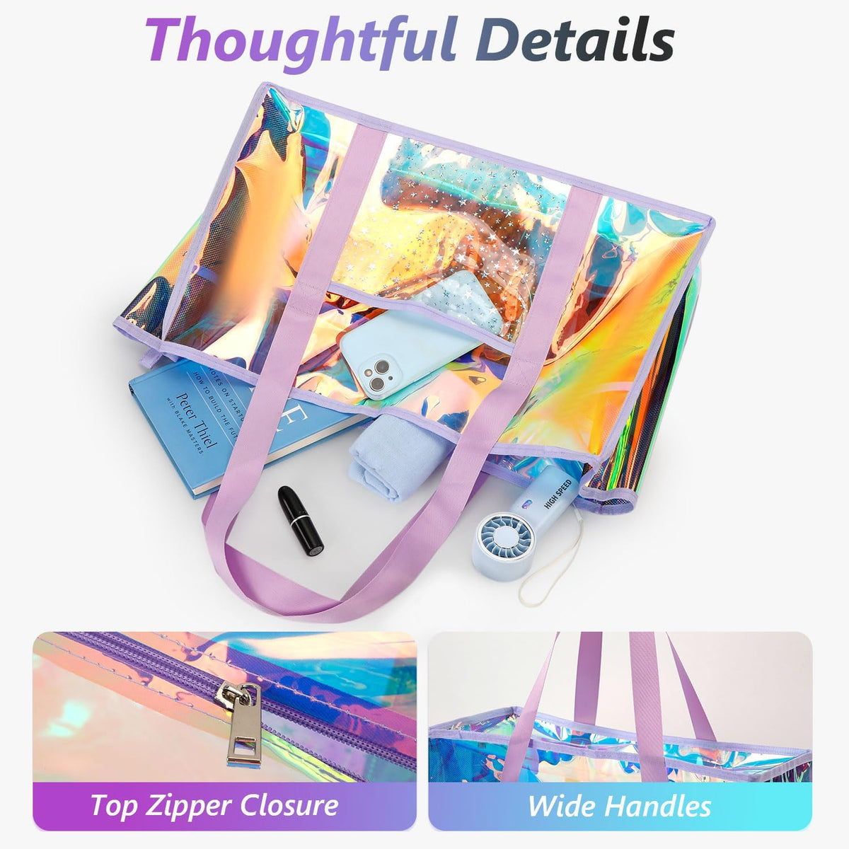 Clear Beach Tote Bag for Women, Sandproof Beach Bag