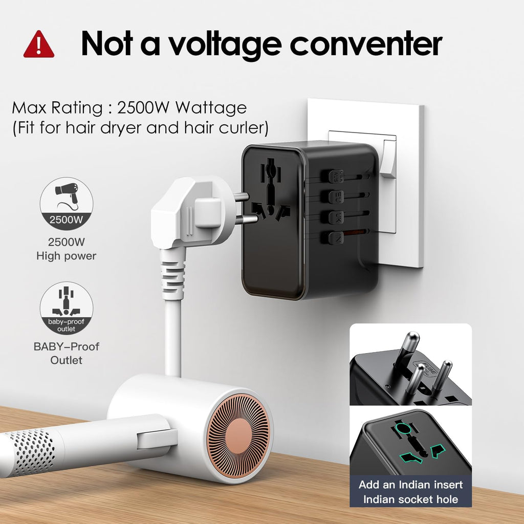 JMFONE Universal Travel Adapter for India Africa Europe 200+ Countries