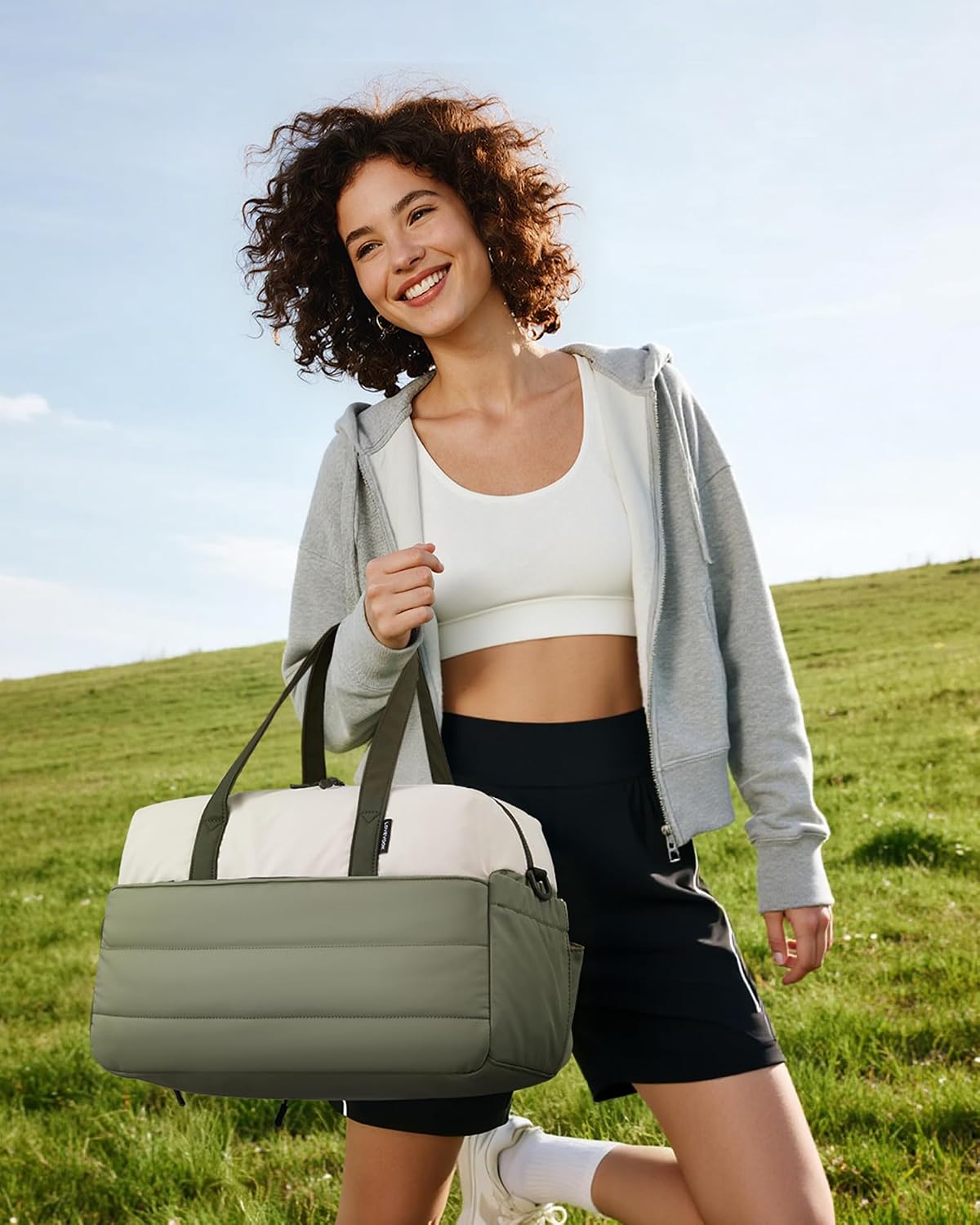 LOVEVOOK Small Gym Bag for Women with Tumbler Holder & Shoe Compartment
