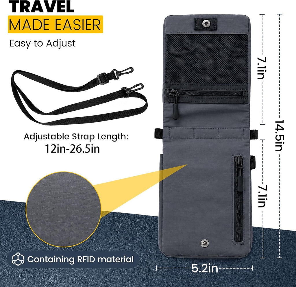 RFID Blocking Passport Holder for Travel Women Wallet Suit Single & Couples, Travel Essentials Neck Wallet with Adjustable Strap and Multi-Pocket Document Organizer Men for International Travelers