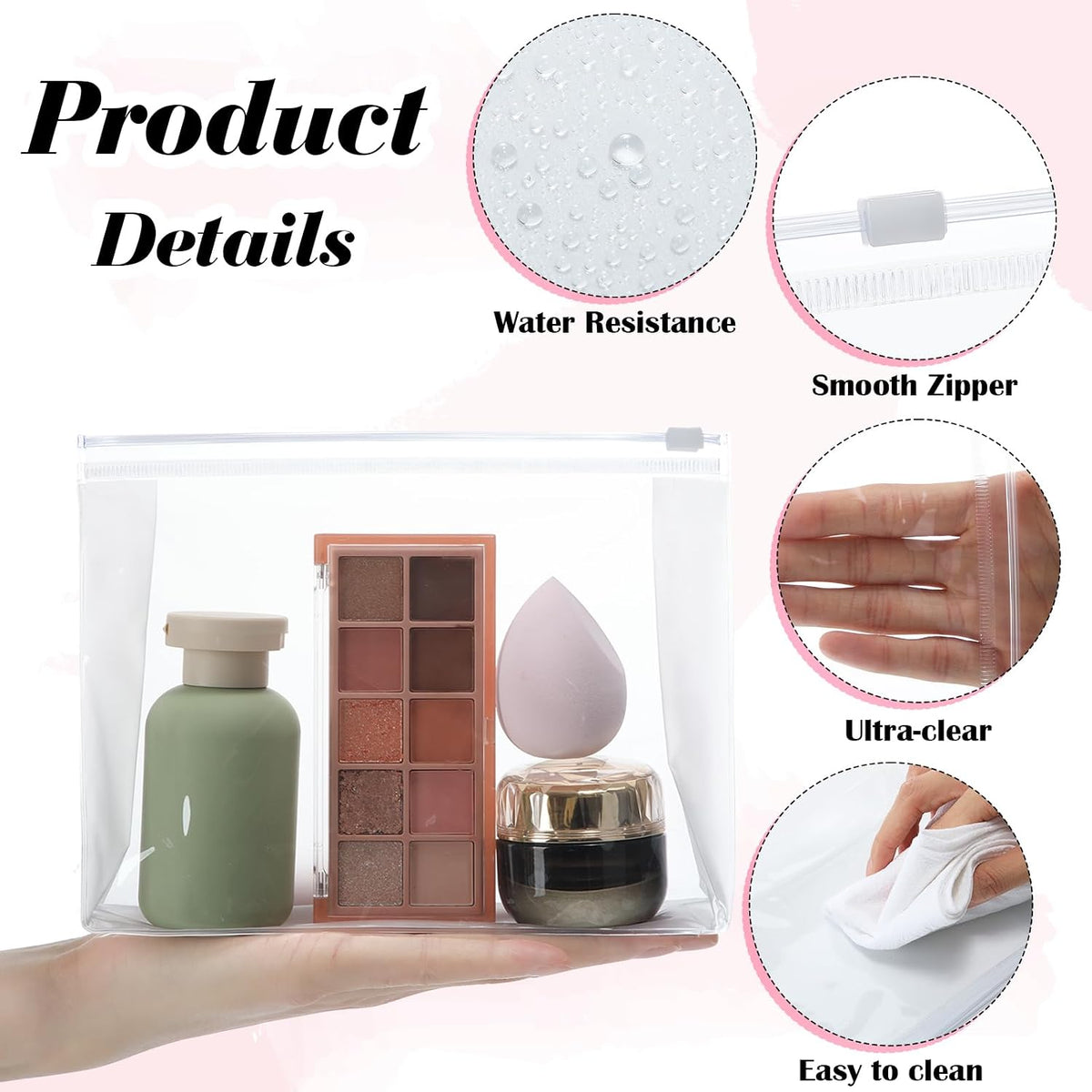 Xuniea 25 Pcs Mini Clear Zipper Makeup Bags,7.8 x 5.9 x 1.9 in