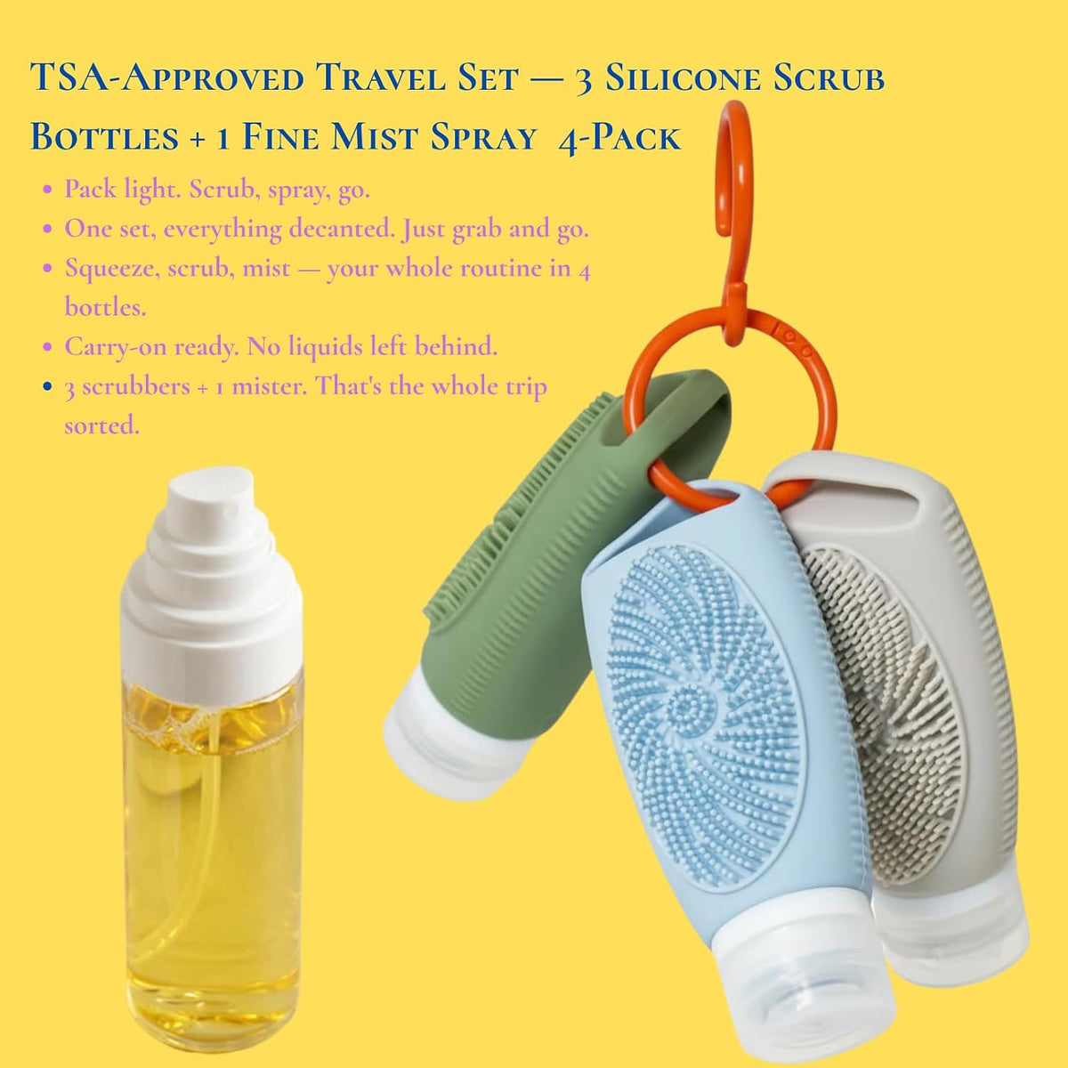 Silicone Travel Bottles for Toiletries TSA Approved Leak-Proof