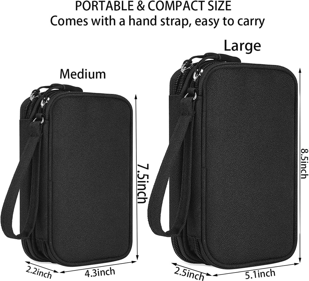 CAAORDKSO Electronics Organizer Travel Case, Charger Cord Organizer Case Tech Pouch Bag, Travel Essentials for Men Women Accessories, Cable, Cord, Charger, Phone, Power Bank, Earphone (Black, Large)