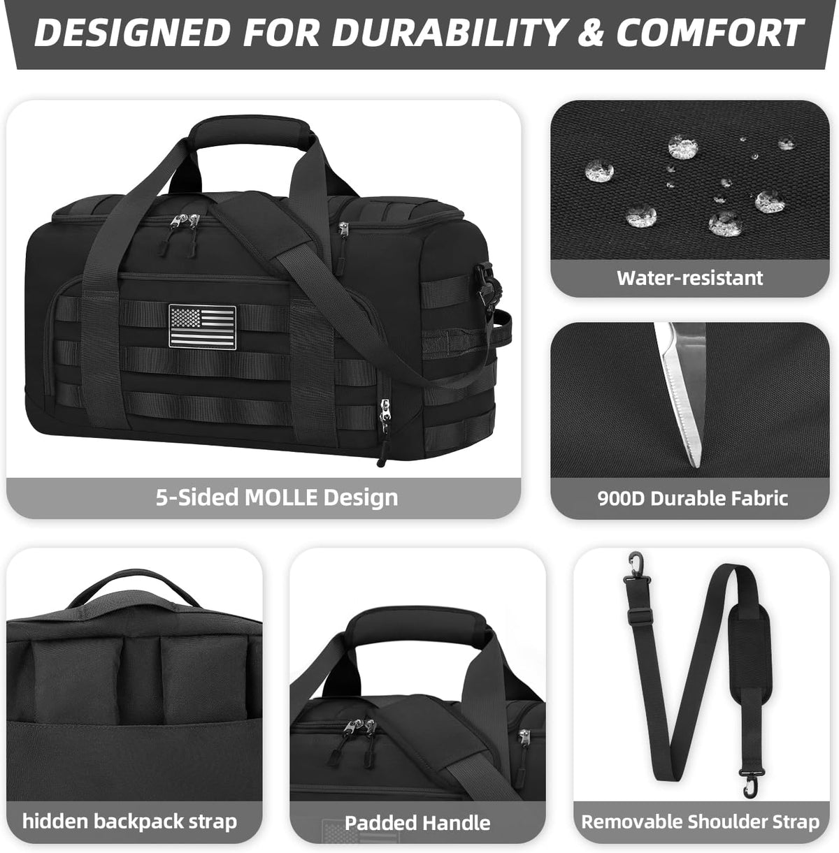 ZOMFELT Gym Bags for Men, 22x14x9 Carry On luggage Duffle Bag for Travel