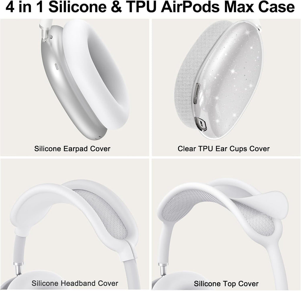 Silicone Case Cover for AirPods Max 2/ AirPods Max Headphones (Glitter)