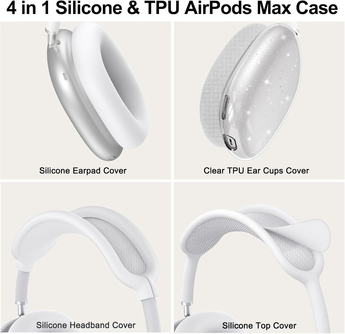Silicone Case Cover for AirPods Max 2/ AirPods Max Headphones (Glitter)