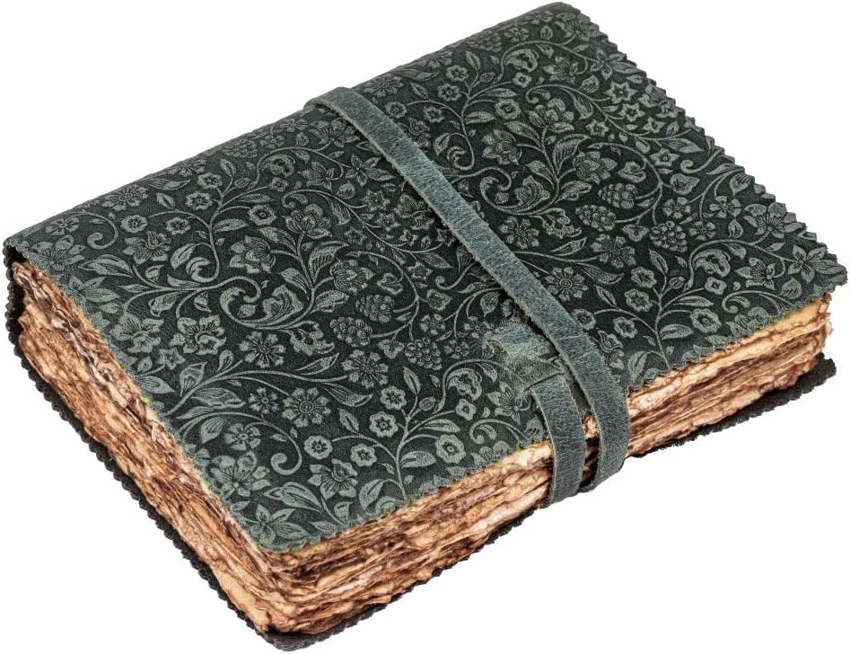 LEATHER VILLAGE Ladies Leather Journal Floral Embossed, Teal 10x7.