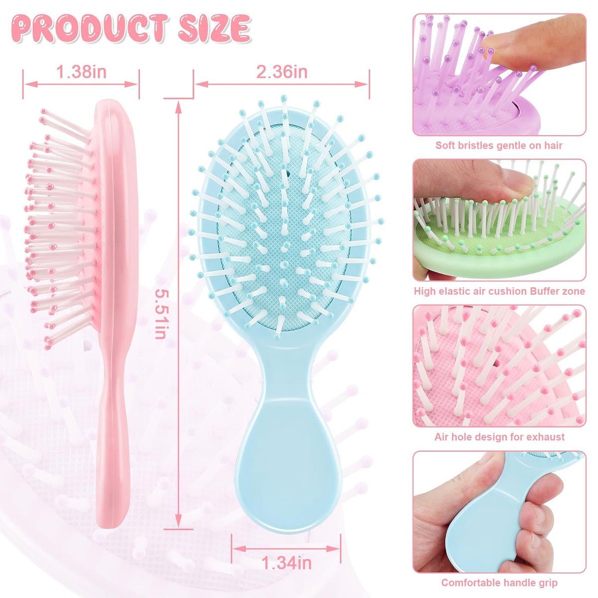 HOFASON 8 PCS Mini Wet Hair Brush, Christmas Stocking Stuffers