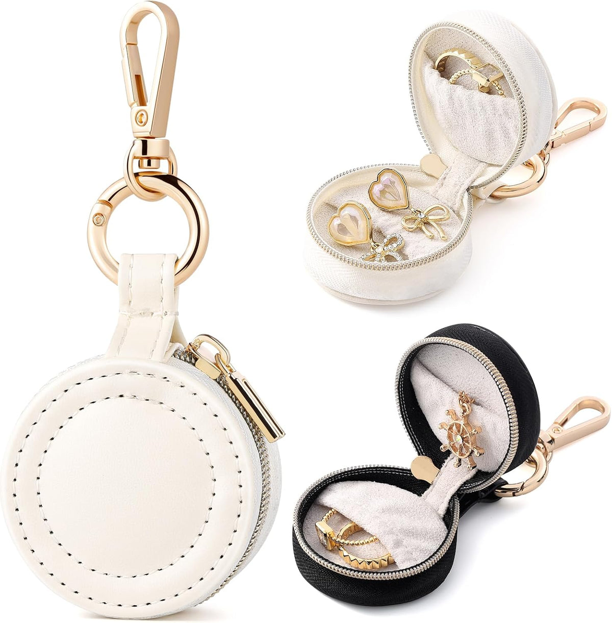 2 Pcs Portable Jewelry Ring Holder Boxs with Keychain