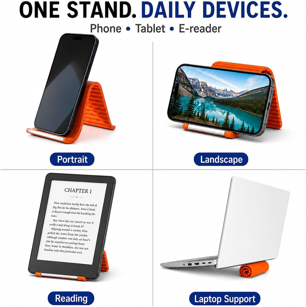 Flexible Silicone Phone Holder, Foldable Stand for Airplane Travel