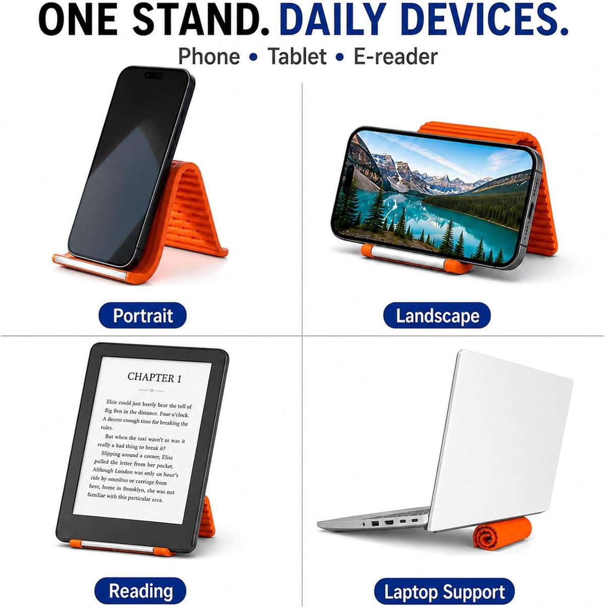 Flexible Silicone Phone Holder, Foldable Stand for Airplane Travel