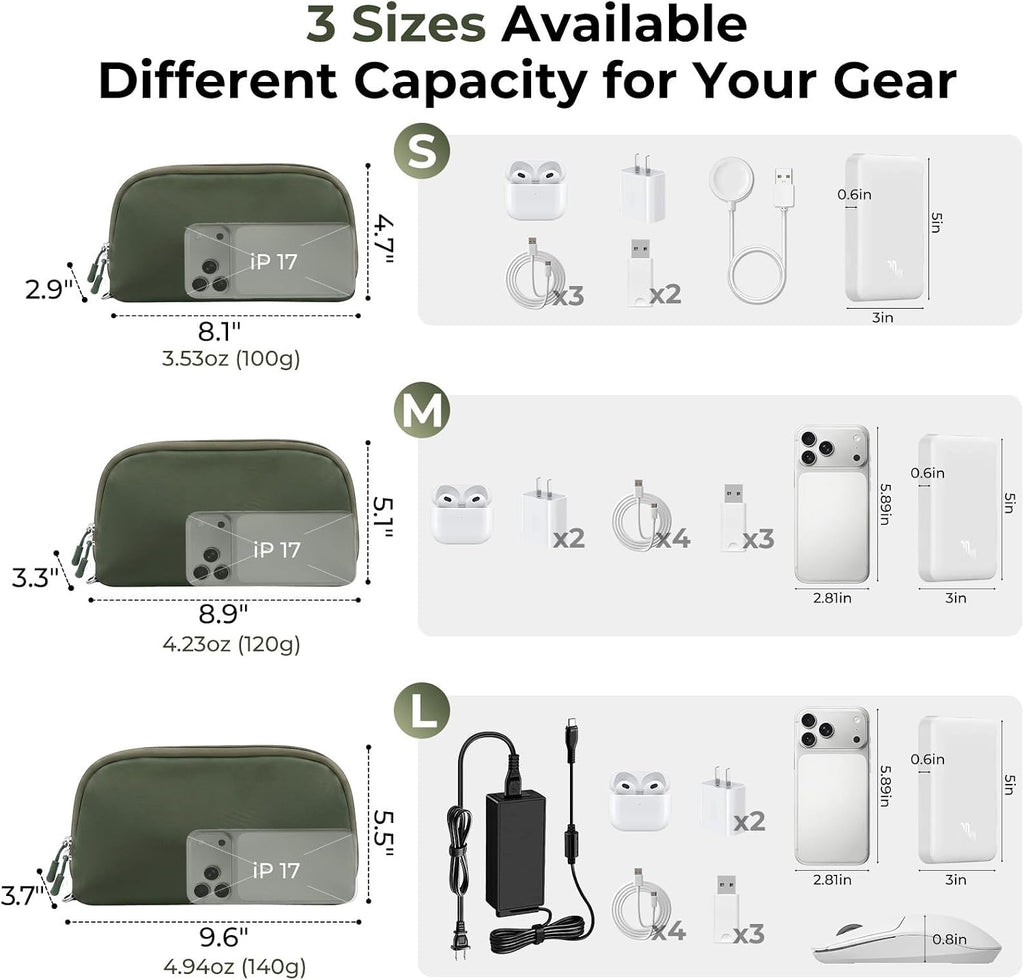 FYY Travel Cable Organizer - 8 Compartments, Lightweight, Water Repellent