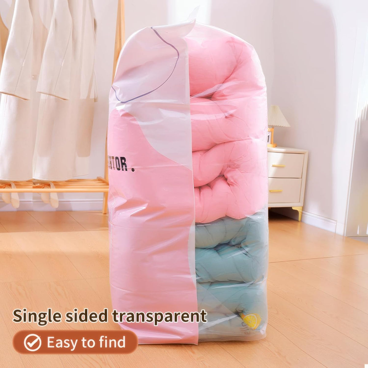4 Pack Vacuum Storage Bags, Space Saver Bag Vacuum Seal Bags for Clothing Travel Moving Blankets Pillows Storage and Organization (70X 100 cm)