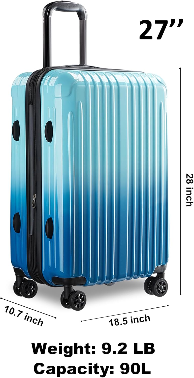 Large Checked Luggage Hardside Suitcase with Spinner Wheels, 27in