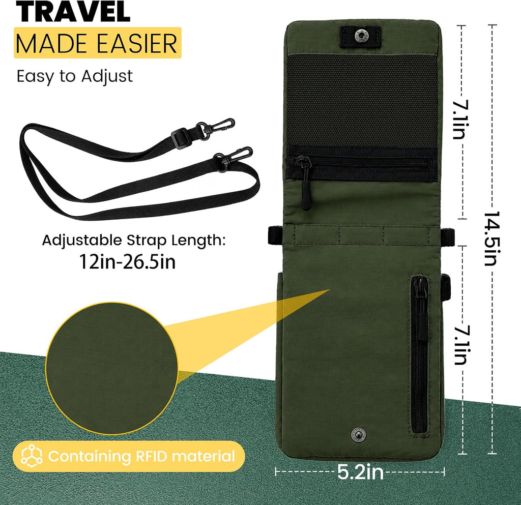 RFID Blocking Passport Holder for Travel Women Wallet Suit Single & Couples, Travel Essentials Neck Wallet with Adjustable Strap and Multi-Pocket Document Organizer Men for International Travelers