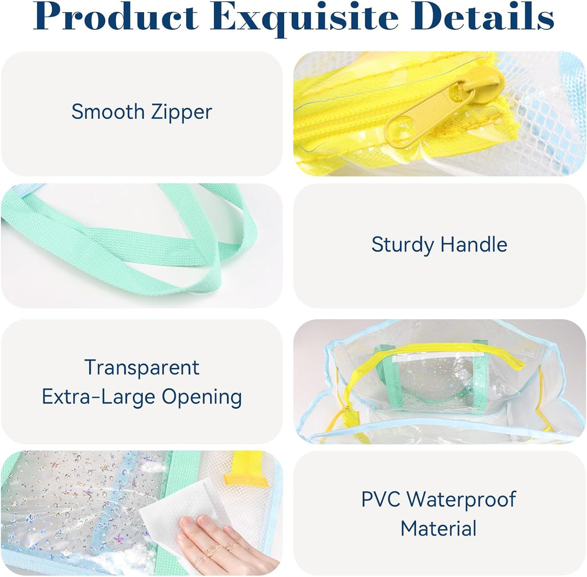 Waterproof Beach Bags for Women, Clear Tote Bag