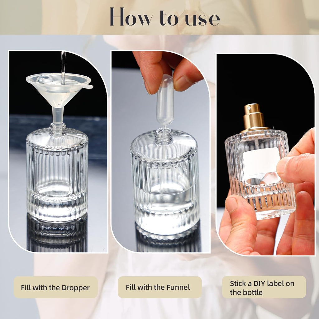 3 Packs Mist Spray Bottle, Small Cologne Travel Spray Bottles, 50ML Reusable Perfume Spray Bottle for Sample Dispenser, Liquid Cosmetic and Home Decor, White Cap